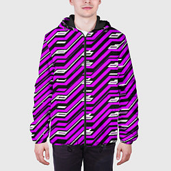 Куртка с капюшоном мужская Киберпанк узор фиолетовый и чёрный, цвет: 3D-черный — фото 2