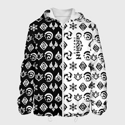 Куртка с капюшоном мужская Genshin Impact - black and white, цвет: 3D-белый