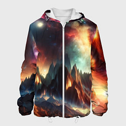 Куртка с капюшоном мужская Space landscape with mountains, цвет: 3D-белый