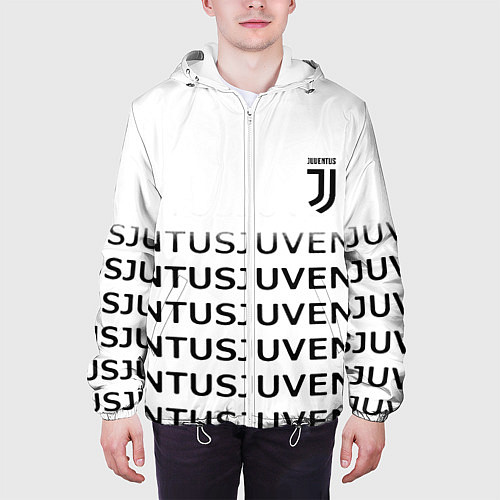 Мужская куртка Ювентус лого паттерн спорт / 3D-Белый – фото 3