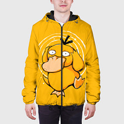 Куртка с капюшоном мужская Псидак желтая утка покемон, цвет: 3D-черный — фото 2