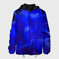 Куртка с капюшоном мужская Неоновый синий цветок, цвет: 3D-черный