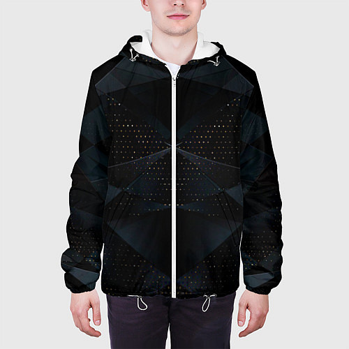 Мужская куртка Чёрная абстро текстура / 3D-Белый – фото 3