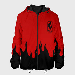 Куртка с капюшоном мужская NBA огонь спорт текстура, цвет: 3D-черный