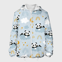 Куртка с капюшоном мужская Панда на облаках, цвет: 3D-белый