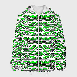 Куртка с капюшоном мужская Техно броня зелёно-белая, цвет: 3D-белый