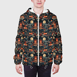 Куртка с капюшоном мужская Японский старый город, цвет: 3D-белый — фото 2