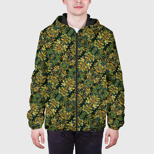 Мужская куртка Растительный узор в стиле артдеко / 3D-Черный – фото 3