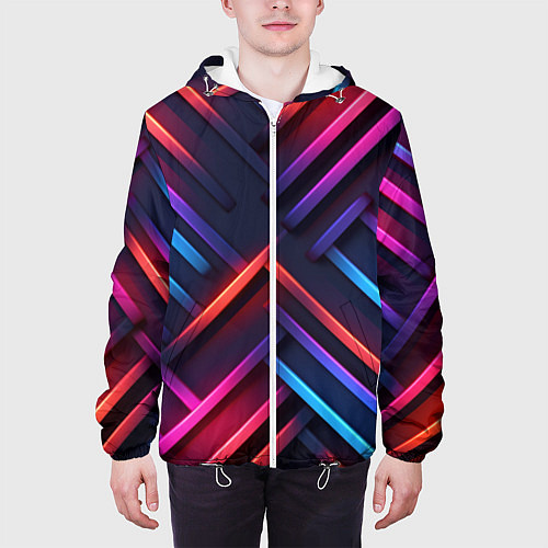 Мужская куртка Неоновый узор пластины / 3D-Белый – фото 3