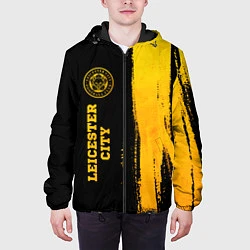 Куртка с капюшоном мужская Leicester City - gold gradient по-вертикали, цвет: 3D-черный — фото 2