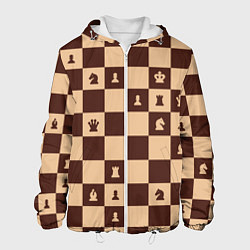 Куртка с капюшоном мужская Коричневая шахматная доска, цвет: 3D-белый