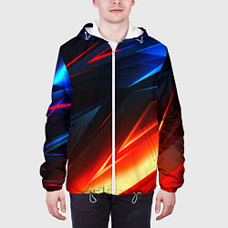Куртка с капюшоном мужская Geometry stripes neon steel, цвет: 3D-белый — фото 2