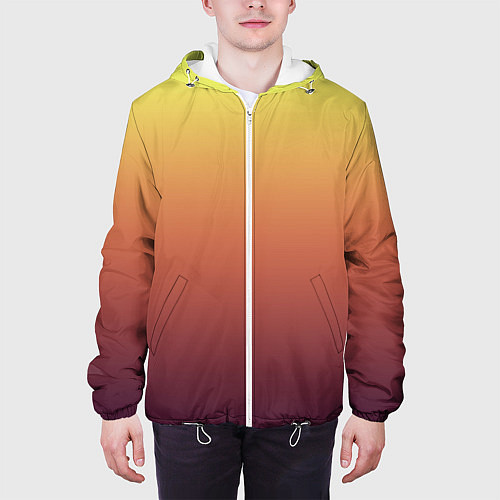 Мужская куртка Градиент приглушённый жёлто-бордовый / 3D-Белый – фото 3