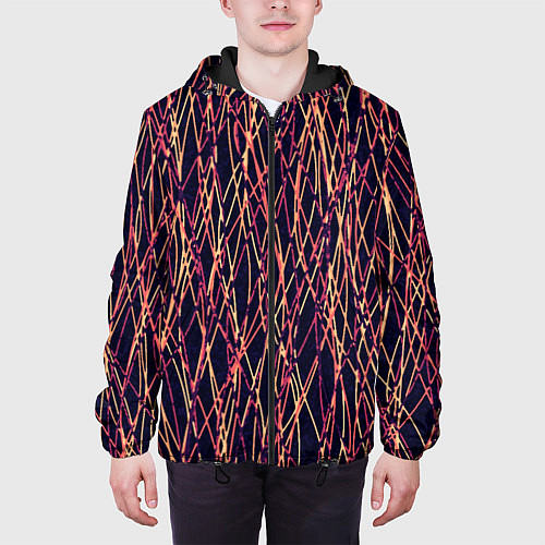 Мужская куртка Абстрактные линии сине-красный / 3D-Черный – фото 3