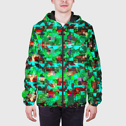 Куртка с капюшоном мужская Разноцветные осколки стекла, цвет: 3D-черный — фото 2