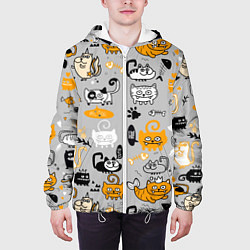 Куртка с капюшоном мужская Коты мемы цветные, цвет: 3D-белый — фото 2