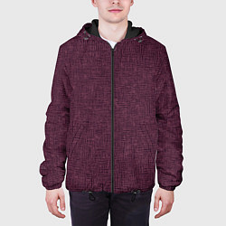 Куртка с капюшоном мужская Текстура бордовый, цвет: 3D-черный — фото 2