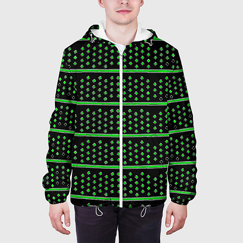 Мужская куртка Зелёные круги и полосы / 3D-Белый – фото 3