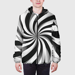 Куртка с капюшоном мужская Оптическое путешествие, цвет: 3D-черный — фото 2