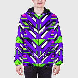 Куртка с капюшоном мужская Техно броня фиолетово-зелёная, цвет: 3D-черный — фото 2