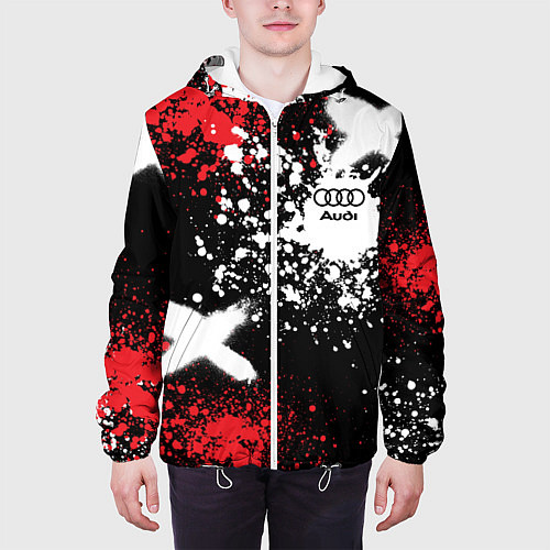 Мужская куртка Ауди на фоне граффити и брызг красок / 3D-Белый – фото 3