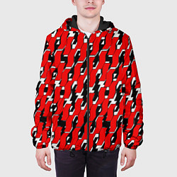 Куртка с капюшоном мужская Техно узор красный, цвет: 3D-черный — фото 2