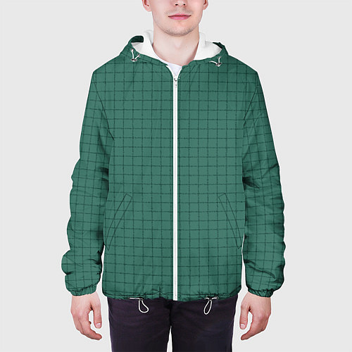 Мужская куртка Патиново-зелёный в клетку / 3D-Белый – фото 3