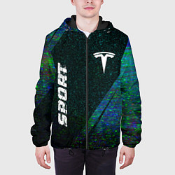 Куртка с капюшоном мужская Tesla sport glitch blue, цвет: 3D-черный — фото 2