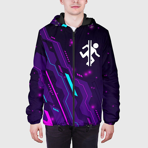 Мужская куртка Portal neon gaming / 3D-Черный – фото 3