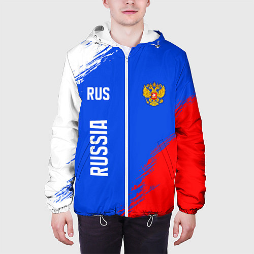 Мужская куртка Триколор и герб России / 3D-Белый – фото 3