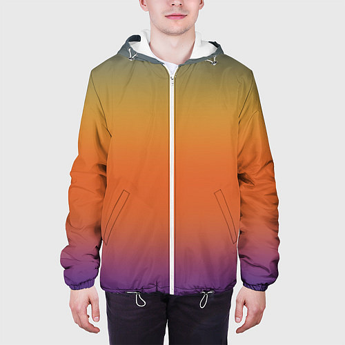 Мужская куртка Градиент цвета заката / 3D-Белый – фото 3