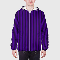 Куртка с капюшоном мужская Яркий фиолетовый в полоску, цвет: 3D-белый — фото 2