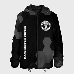 Куртка с капюшоном мужская Manchester United sport на темном фоне вертикально, цвет: 3D-черный