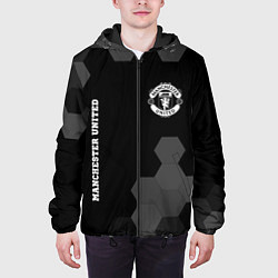 Куртка с капюшоном мужская Manchester United sport на темном фоне вертикально, цвет: 3D-черный — фото 2