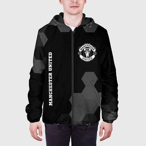Мужская куртка Manchester United sport на темном фоне вертикально / 3D-Черный – фото 3