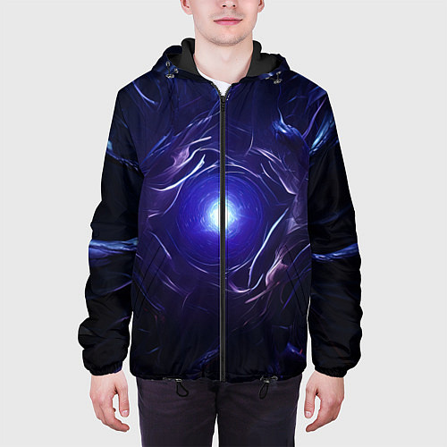 Мужская куртка Синее абстрактное сияние / 3D-Черный – фото 3