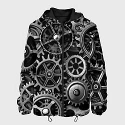Куртка с капюшоном мужская Стимпанк стальные механизмы паттерн, цвет: 3D-черный