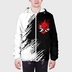 Куртка с капюшоном мужская Логотип самурая из киберпанка 2077, цвет: 3D-белый — фото 2