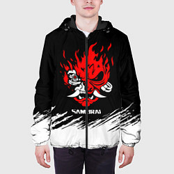 Куртка с капюшоном мужская Логотип самурая из киберпанка 2077, цвет: 3D-черный — фото 2