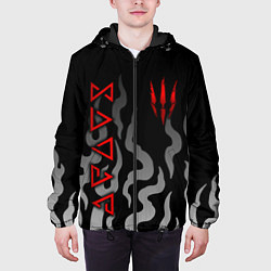 Куртка с капюшоном мужская Ведьмак- языки пламени, цвет: 3D-черный — фото 2