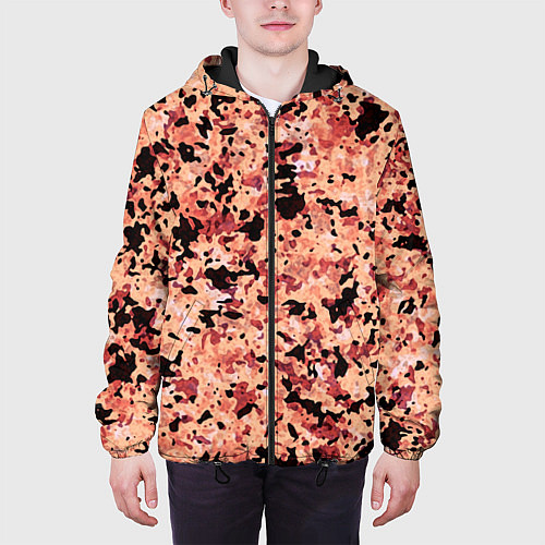 Мужская куртка Абстракция персиковый пятнистый / 3D-Черный – фото 3