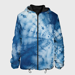 Куртка с капюшоном мужская Синяя абстракция паутина, цвет: 3D-черный