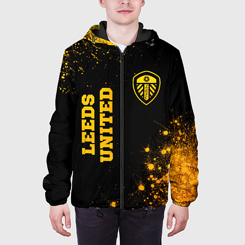 Мужская куртка Leeds United - gold gradient вертикально / 3D-Черный – фото 3