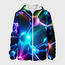 Куртка с капюшоном мужская Молекулярная структура - неоновая, цвет: 3D-белый