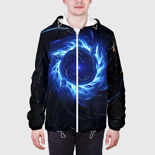 Мужская куртка Синяя магическая абстракция / 3D-Белый – фото 3