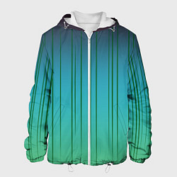 Куртка с капюшоном мужская Хаотичные зеленые линии, цвет: 3D-белый