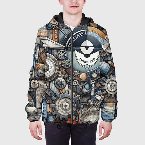 Мужская куртка Механистический паттерн - авангард нейросеть / 3D-Черный – фото 3