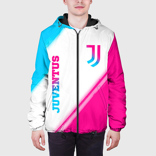 Мужская куртка Juventus neon gradient style вертикально / 3D-Черный – фото 3