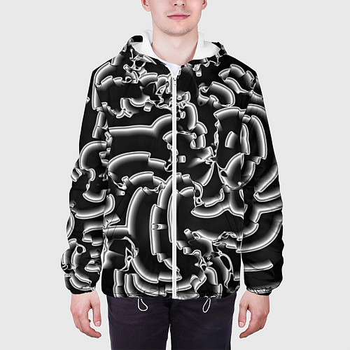 Мужская куртка Абстрактные объемные рельефы / 3D-Белый – фото 3