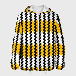 Куртка с капюшоном мужская Вертикальные жёлто-белые полосы, цвет: 3D-белый